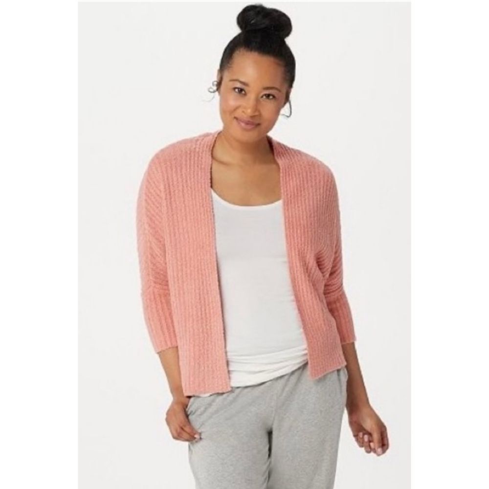 NWT Barefoot Dreams Cozychic Lite Ribbed Shrug Cardigan In Coral